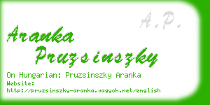 aranka pruzsinszky business card